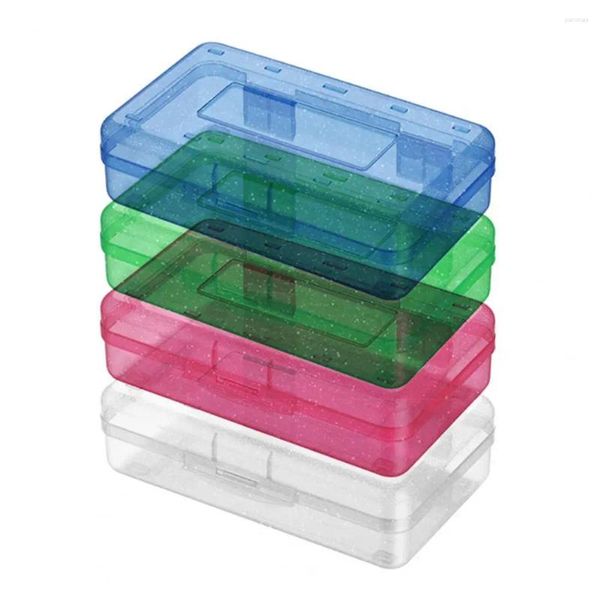 Transparente Bleistiftbox mit großem Fassungsvermögen und verschließbarem Deckel. Aufbewahrungsbox für Schreibwaren und Schule