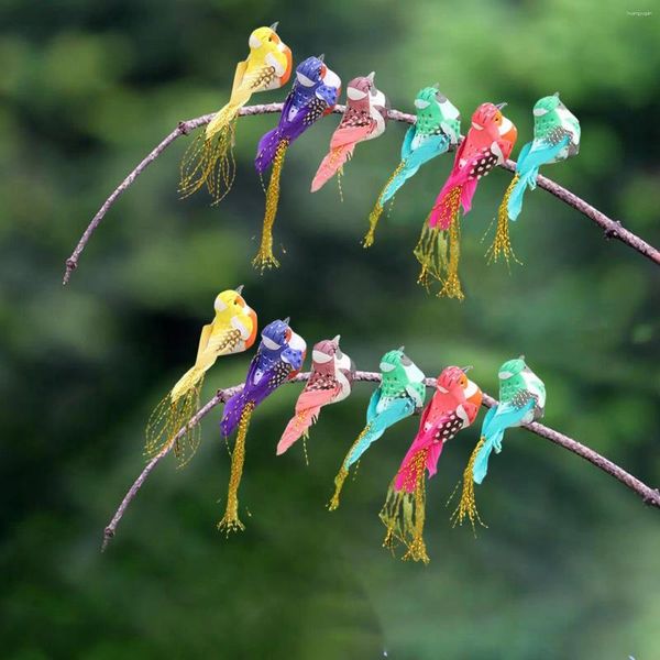 Decorazioni da giardino 12x Uccelli artificiali Modelli di uccelli per la decorazione dell'albero di Natale Festa di nozze