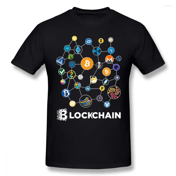 Camiseta masculina blockchain bitcoin litecoin ripple ethereum criptomoeda camisa para homens camiseta presente de natal camiseta tecido de algodão