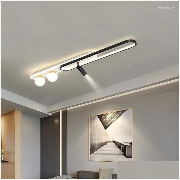 Lustres Luz de tira LED Teto longo Simples Moderno Sala de estar Quarto Iluminação Superfície Montada Varanda Gota Entrega Luzes Indo Dhqob