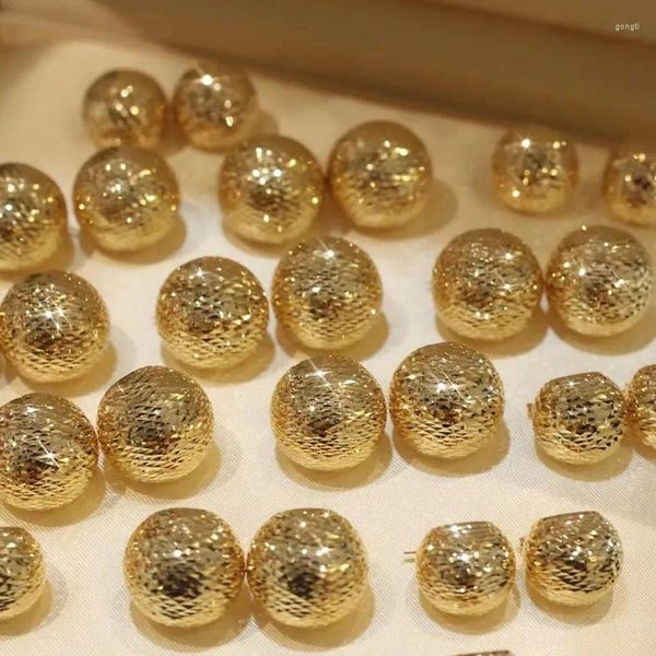Orecchini a bottone in puro oro giallo 18 carati AU750 Shine Fashion Women