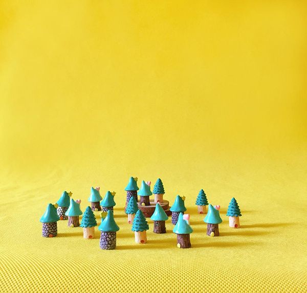 18 peças/casa de campo azul em miniatura/casa minúscula/gasto/fofo/jardim de fadas/gnome/terrário de musgo decoração de casa/crafts1894658