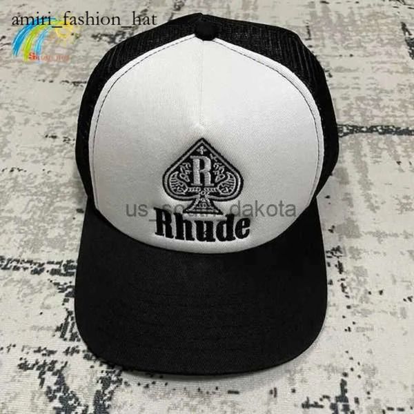 Cappello di design Cappello Rhude Casual Tesa larga Protezione solare per esterni Berretto da baseball Rhude Uomo Donna Streetwear di alta qualità Cappello regolabile Rhude verde blu 5140