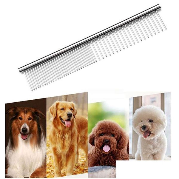 Cão Grooming Aço Inoxidável Pet Combs Gato Ferramentas Profissionais Dentes Arredondados para Remover Nós S Drop Delivery Home Garden Supplies Dhibc