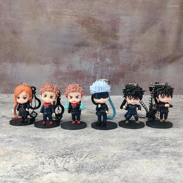 Chaveiros Jujutsu Kaisen Anime Figura Chaveiro Gojo Satoru Manga Estatueta Brinquedo Chave Acessórios Saco Mochila Charme Mulheres Jóias Homens Presente