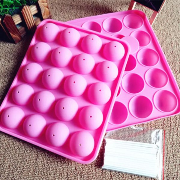 20 Grids Runde Form Lollipop Silica Gel Formen DIY Backen Schokolade Form Gefrorene Eiswürfel Werkzeug Küche Esszimmer Bar Liefert TH1301