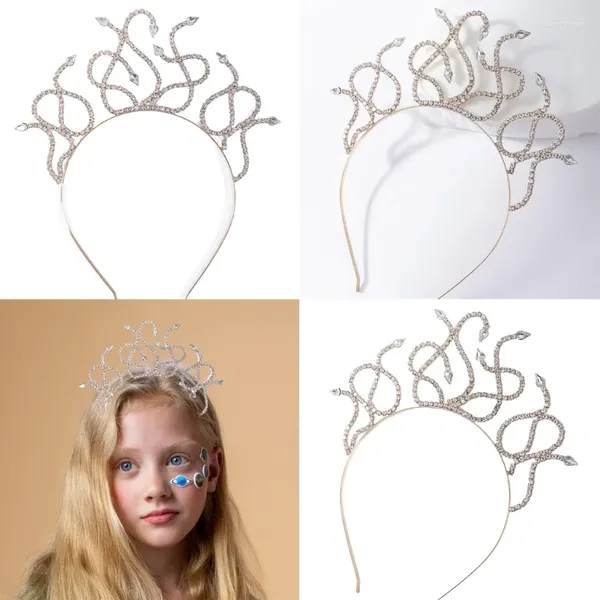 Articoli per feste Fascia per capelli in cristallo serpente serpente per ragazze Donne Travolgente copricapo di Halloween