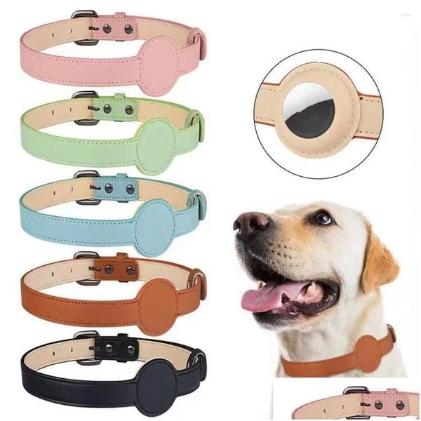 Collari per cani Guinzagli Localizzatore di animali Collare Localizzatore GPS Accessori Airtag in pelle vegana di alta qualità Consegna a domicilio Forniture per giardino domestico Oto5K