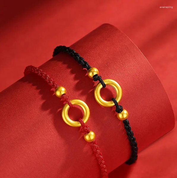 Braccialetti con ciondoli Squisita corda rossa fortunata alla moda intrecciata a mano in stile cinese vintage