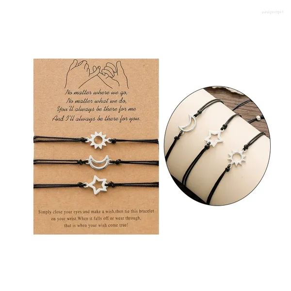 Braccialetti con ciondoli 3 pezzi/set braccialetto per amici amicizia sorelle braccialetti con perline intrecciate gioielli fortunati