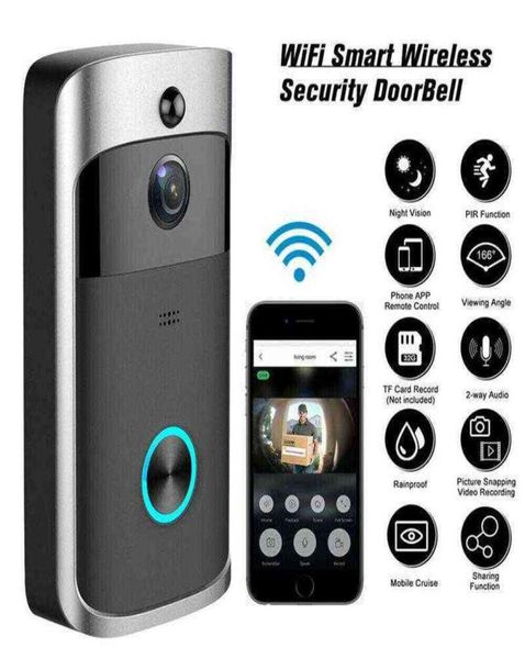 Akıllı ev video kapı zili wifi kamera kablosuz çağrı interkom iki yol o kapı çan yüzüğü için ev güvenlik kameraları w2203164523602