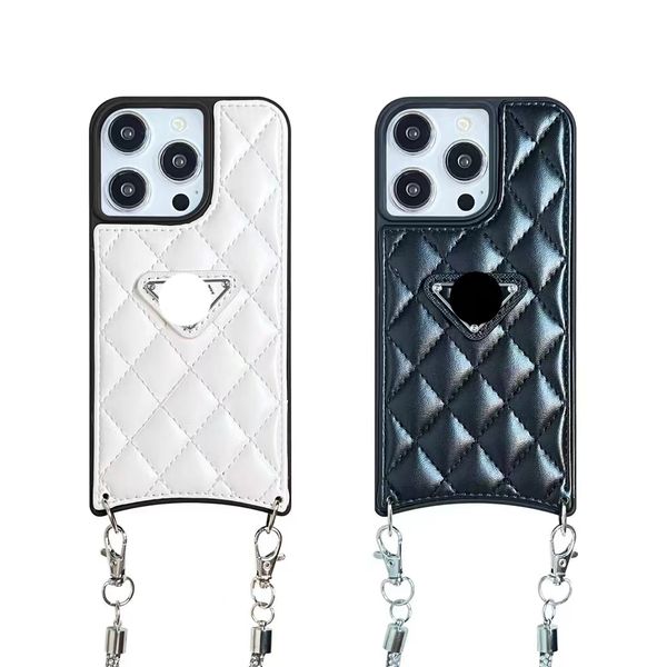 S Designers Custodia per telefono scozzese alla moda da donna iPhone 14 13 12 11 Pro Max X Xs Xr Plus Classic in bianco e nero