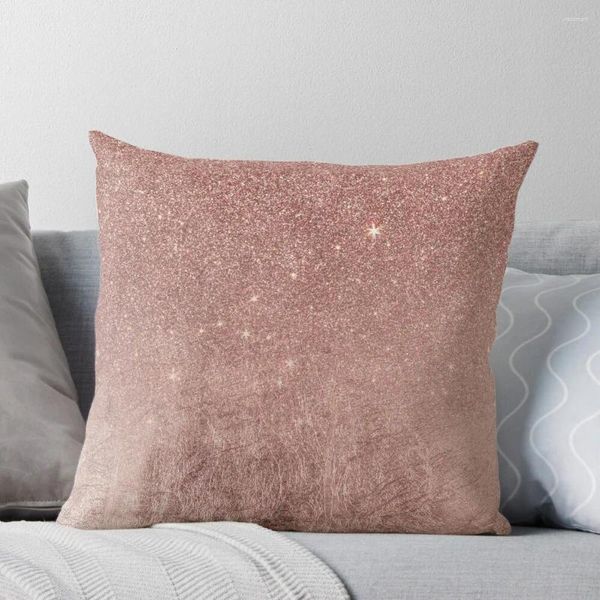 Travesseiro feminino glam rosa rosa folha de ouro e glitter malha capa para sofá travesseiros de cama de luxo