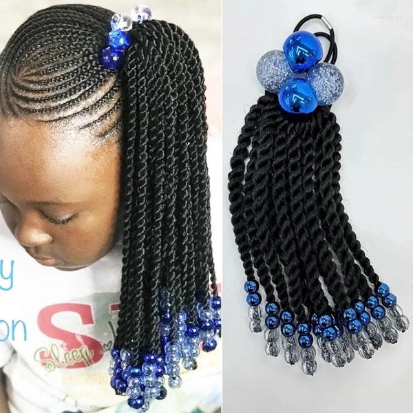 Haarschmuck 2PCS 30mm blaue große Bommeln mit Box Braid Senegal Twist bunte Perlen transparente Dekoration Großhandel