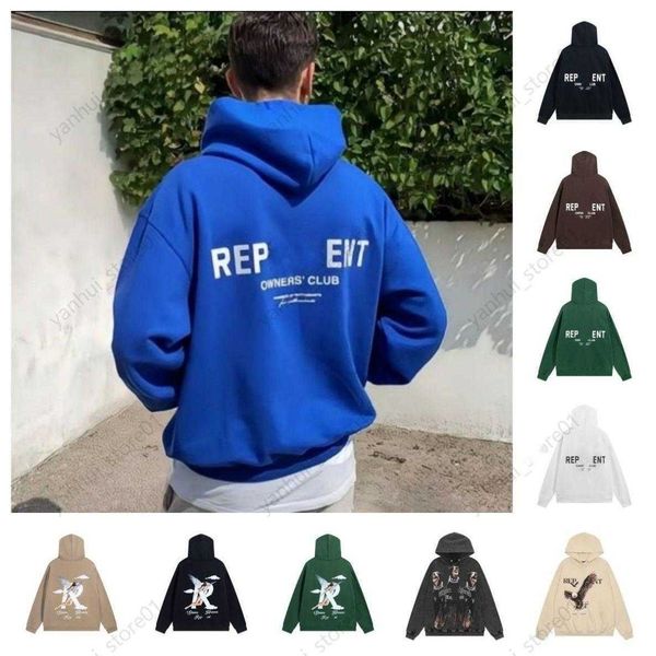 Meclislik Sweatshirts Tasarımcı Mektubu Temsil Edildi Hoodie Erkekler Tide Marka Vahşi High Street Sıraslı Amerikan Gevşek Çift Reprereesent Hoodies Sweater H21