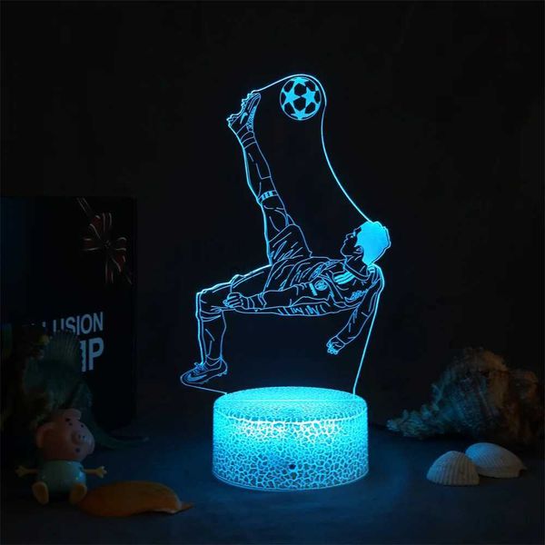 Luci notturne Tifoso della Coppa Europea La porta da calcio Cool Action Barb Luce notturna per la casa San Valentino Luci a pannello a LED Lampada 3D YQ240207