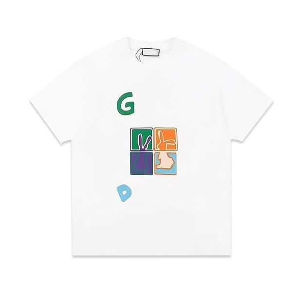 2024 Color block alfabeto cartoon print manga curta designer GGity Fashion T-shirt Marca T-shirt Confortável casual primavera/verão camisetas femininas e masculinas tendência