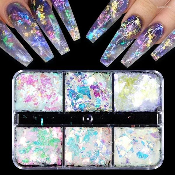 Prego glitter flocos lantejoulas brilhante prata irregular papel de vidro coração lantejoulas diy gel polonês manicure arte decorações