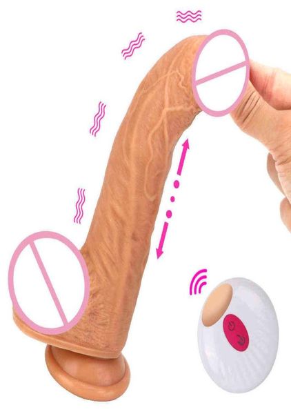 Articoli per il massaggio Riscaldamento Vibratore del pene Masturbazione femminile Dildo rotante telescopico automatico con forti giocattoli del sesso per le donne5667028