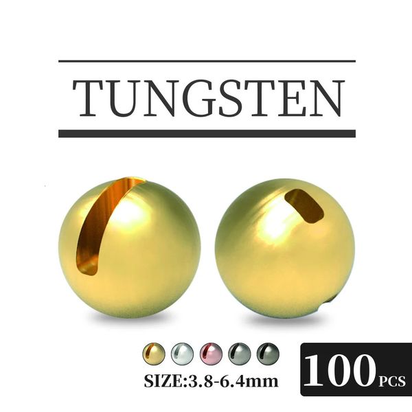 Muunn 100 peças 3.8-6.4mm contas com fenda de tungstênio material de ligação à mosca multicoloridas contas de tungstênio para pesca com mosca 240119