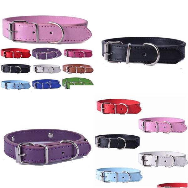 Collari per cani Guinzagli 10 pezzi Colori misti Pu Leather Cat Regolabile Pet Puppy Neck Strap per cani di piccola taglia Collare grande Taglia Xs6863866 Dhjvu