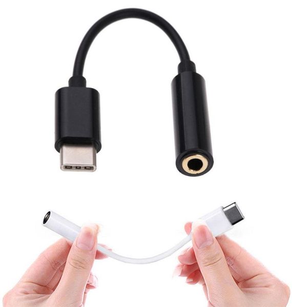 Fone de ouvido fone de ouvido jack adaptador conversor cabo tipo c para 3.5mm áudio aux conector adaptador para samsung nota 8 s8 com saco opp para htc lg9771192