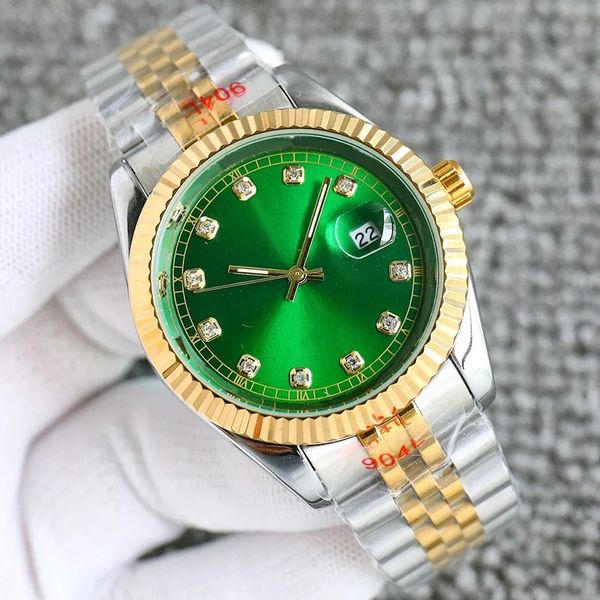 Orologi da uomo 36mm 41mm Quadrante verde Orologio da camera di design Cinturino in acciaio inossidabile dorato Orologio da polso da lavoro casual Orologi da polso meccanici