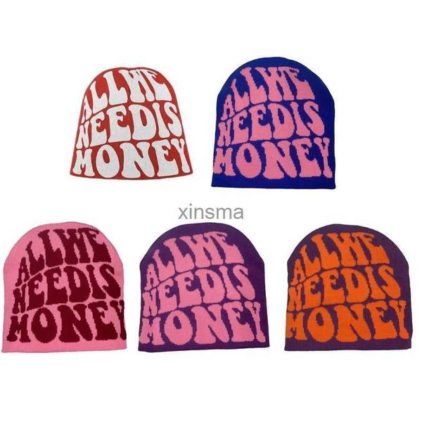 Beanie/Kafatası Kapakları Y2K Hip-Hop Unisex Beanie Şapka Erkekler Sonbahar ve Kış Harajuku Style Fotoğraf Props Çok yönlü Cadılar Bayramı Kazık Bonnet YQ240207