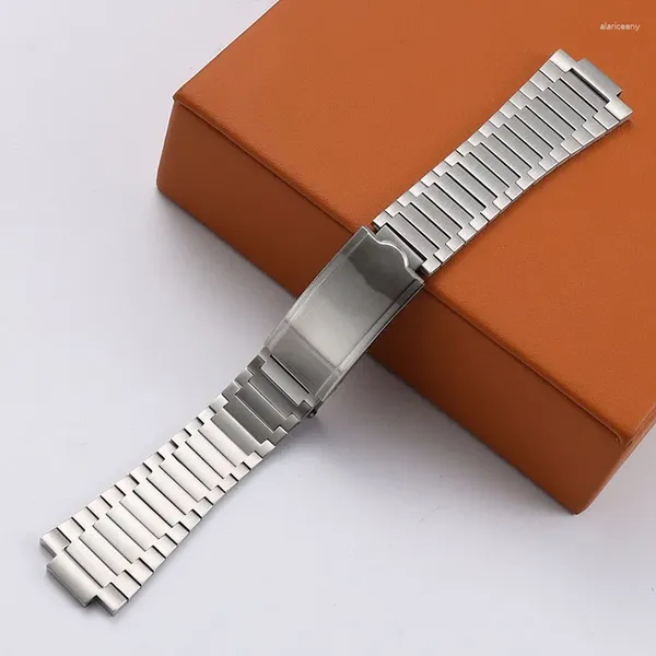 Cinturini per orologi 21mm cinturino da polso di ricambio per donna/uomo Cinturini per bracciale in autentico acciaio inossidabile massiccio per Omega