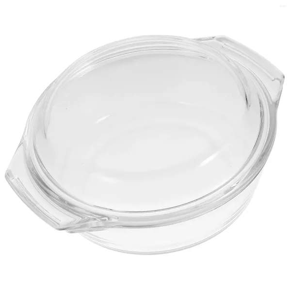 A louça ajusta o Cookware de vidro claro da bacia da caçarola com cofre forte da micro-ondas da tampa