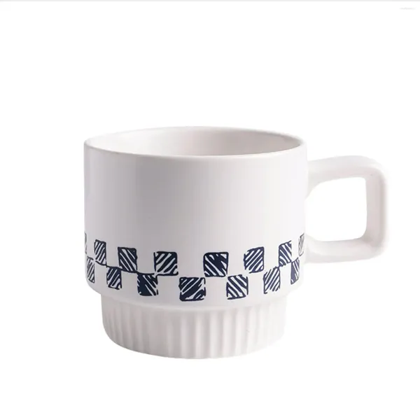 Tazze American Simple Line Tazza da caffè in ceramica Tazza da caffè di grande capacità Colazione Farina d'avena Latte Squisita tazza in porcellana Decorazione per la casa