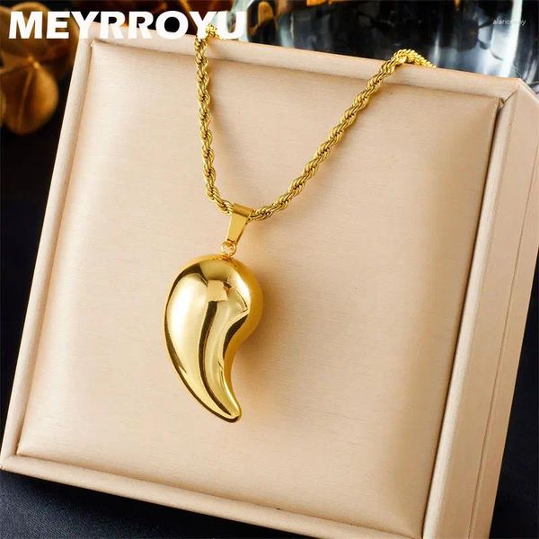 Ketten Meyrroyu 316 Edelstahl 2024 Goldfarbe Tropfenform Anhänger Halskette für Frauen Luxus Jahrestag Exquisite Schmuck Geschenk