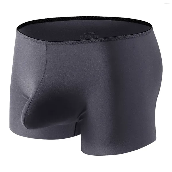 Cuecas masculinas roupa interior gelo seda separada protuberância pênis bolsa boxers calcinha cintura baixa cor sólida underpant exercício casual