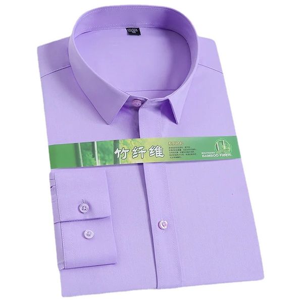 Бамбуковая волокна мужская рубашка с длинным рукавом бесплатный комфорт для ухода в комфорте мягкий бизнес профессиональный официальный белый платье рубашки для мужчин 8xl 240126