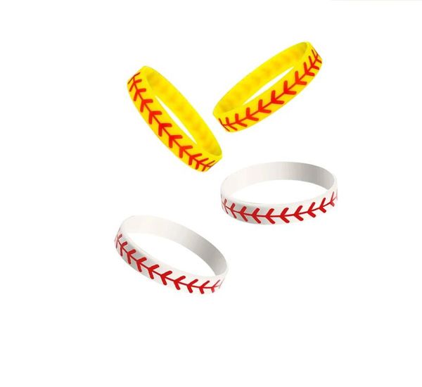 Accessori sportivi in titanio Bracciale in silicone stampato a strisce da softball Bracciale commemorativo per tifosi Elastico sportivo Uomo Donna Accessori moda