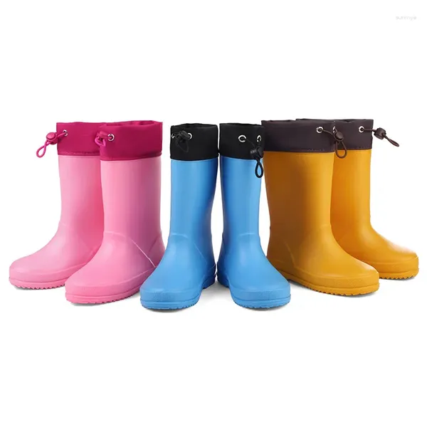 Stivali da pioggia per bambini, ragazze, ragazzi, in gomma, con rosa, giallo, per bambini, adorabili stivali da pioggia, scarpe da acqua