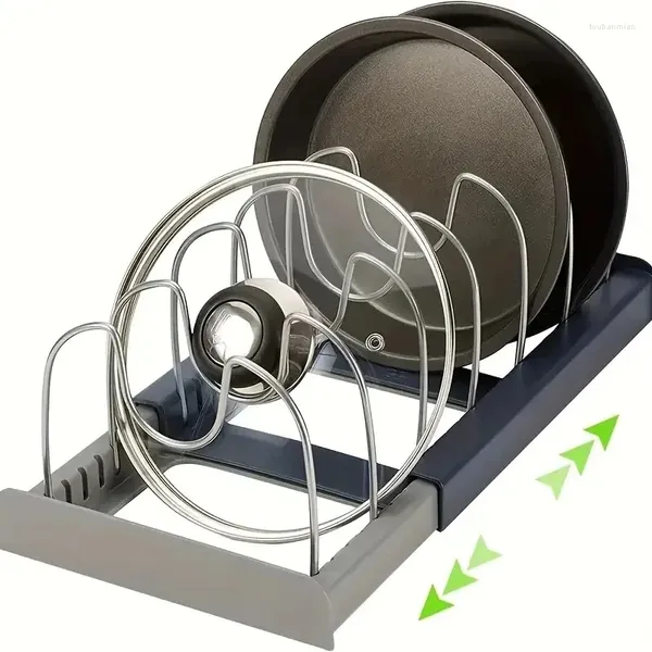 Portaoggetti da cucina espandibile in acciaio inossidabile per rack per pentole, coperchio, tagliere, asciugatura, pentole, organizzatore per piatti