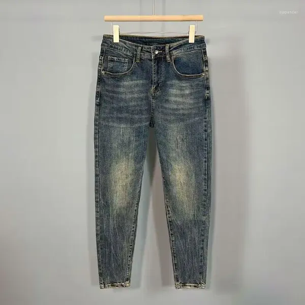Мужские джинсы Harajuku, модная роскошная дизайнерская винтажная облегающая джинсовая одежда на весну и осень, повседневная одежда, мужская одежда в стиле ретро