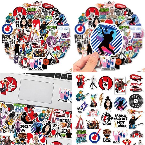 Adesivi per auto 50 Pz/lotto Retro Rock Band Musica Punk Iti Chitarra Skateboard Laptop Lage Moto Fai da te Decalcomania Drop Delivery Cellulari Motore Dhlju