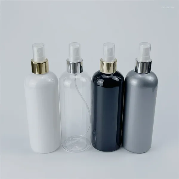 Garrafas de armazenamento 300ml x 20 vazio maquiagem spray bomba plástico com ouro prata colar de alumínio 300cc perfume toner cosméticos pet recipientes