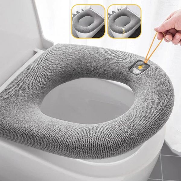 Tuvalet koltuğu kapaklar Kışlı sıcak kapak, rahat kalın yumuşak yıkanabilir closeool daha sıcak aksesuarlar o şekilli bidet