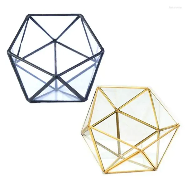 Мешочки для ювелирных изделий, золотой геометрический террариумный горшок, пятиугольный контейнер, современный декор, дисплей, цветочный горшок для суккулентов