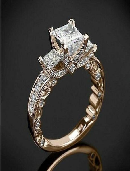 Victoria Wieck Vintage Jewelry 925 Sterling Silverrose Gold Riempimento Tre Principessa Stone Cut White Topaz Cz Diamond Party Women Wedd1365768