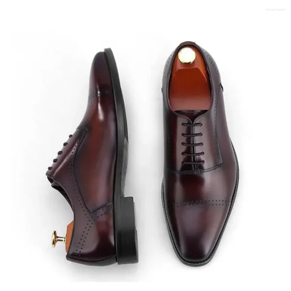 Kleidschuhe Sipriks Luxus Herren Dunkelbraune Leder Oxfords Quadratische Zehe Elegante Schwarze Hochzeit Abendgarderobe Business Formeller Abschlussball 44