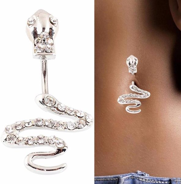 Strass Körperschmuck Tropfen Quaste Nabel Piercings Nabel Bauchnabel Ringe Schlangenform Frauen Bikini Bar4628835