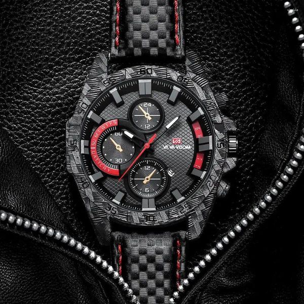 Наручные часы UTHAI CE141 из углеродного волокна, суперкар, гоночный стиль, мужские часы, модные повседневные спортивные водонепроницаемые кварцевые часы