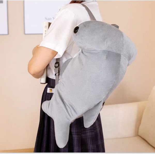 55 см милый плюшевый рюкзак с изображением акулы-молота, игрушки, имитация акулы, мягкие студенческие рюкзаки для детей, подарок 240201