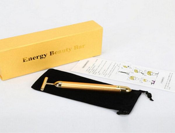 Energy Beauty Bar 24K Gold Pulse Укрепляющий массажер Роликовый массажер для лица Уход за красотой Вибрационный массаж лица Электрический6046707