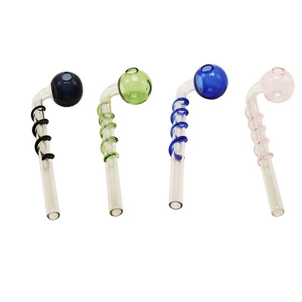 Headshop888 Y097 Sigara Boruları Yaklaşık 5.5 inç OD 30mm Banger Kase Renkli Twisted Style Yağ Cam Boru