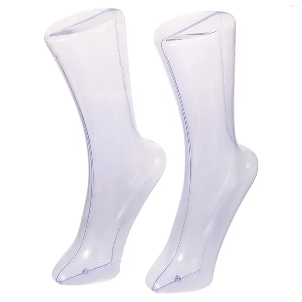 Placas decorativas 2 pçs plástico transparente pé molde manequim exibição meia stuffers meia pés falsos para sapato masculino e feminino meias